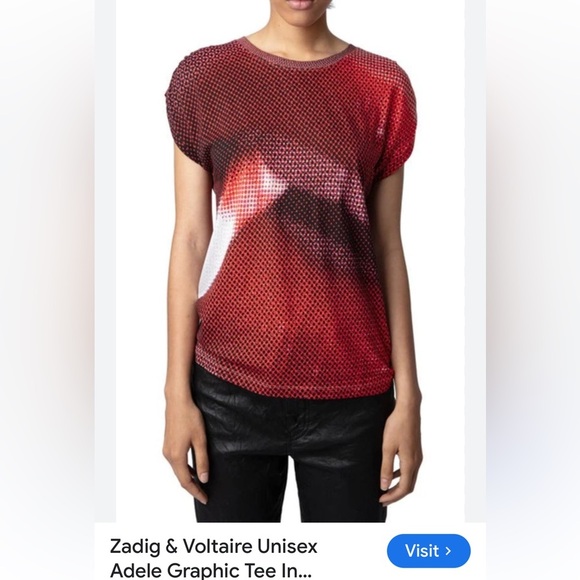 Zadig & Voltaire Red Graphic Short Sleeve Tee size S - Picture 1 of 10